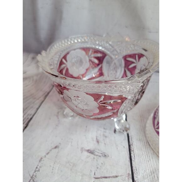 Anne Hutte Bleikristall Lead Crystal Cranberry Candy Dish Made n Germany - Picture 10 of 15